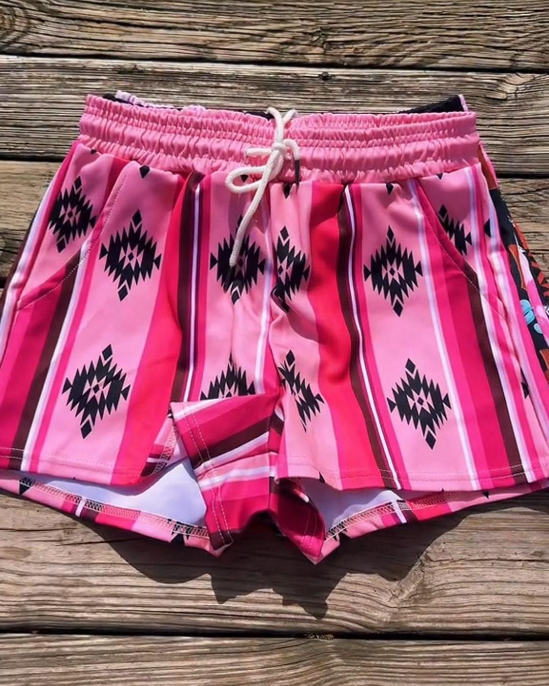 Western Summer Retro Print Shorts