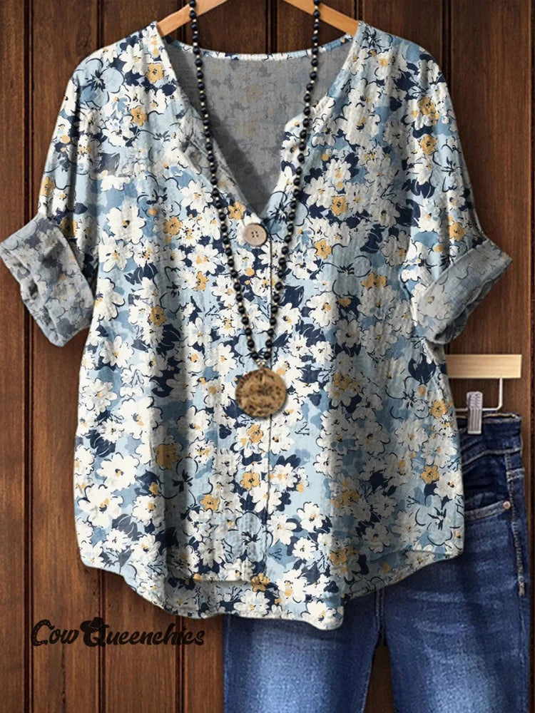 Women's Vintage Print Casual Shirt