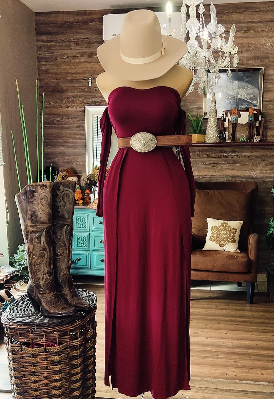 Solid Color One Shoulder Slit Dress