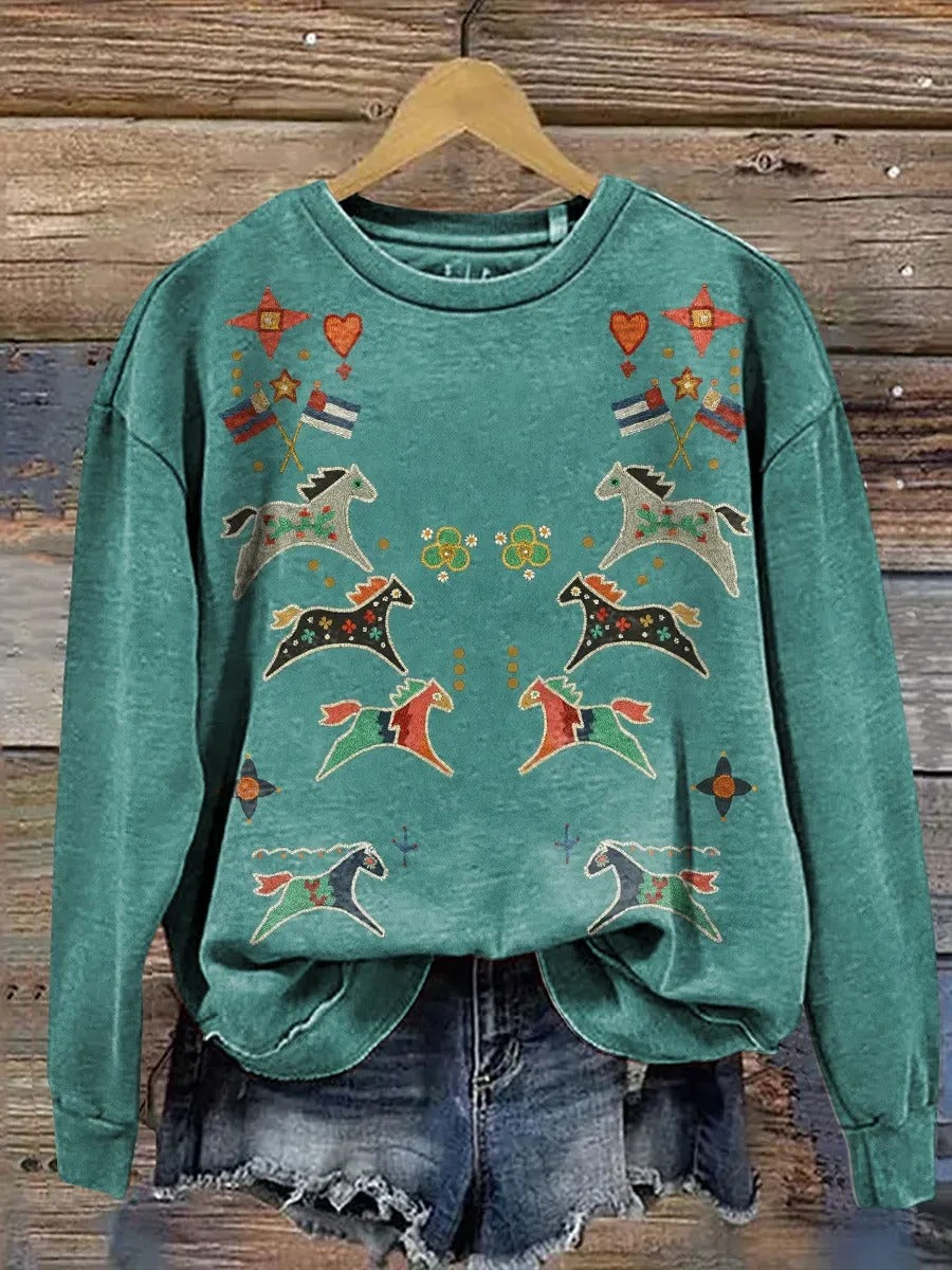 High Quality Vintage Print Casual Wool Coat