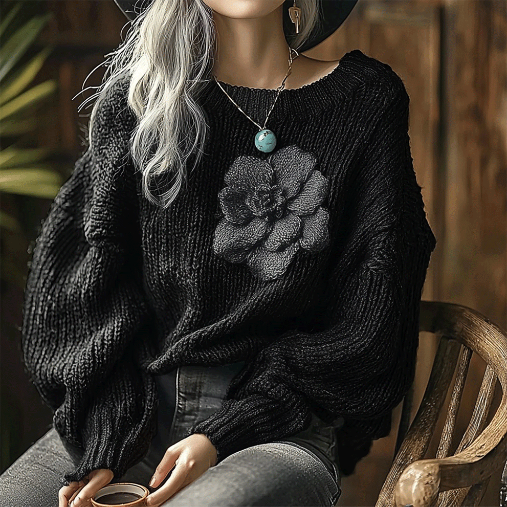 Women's Knitted Flower Elegant Casual Sweater