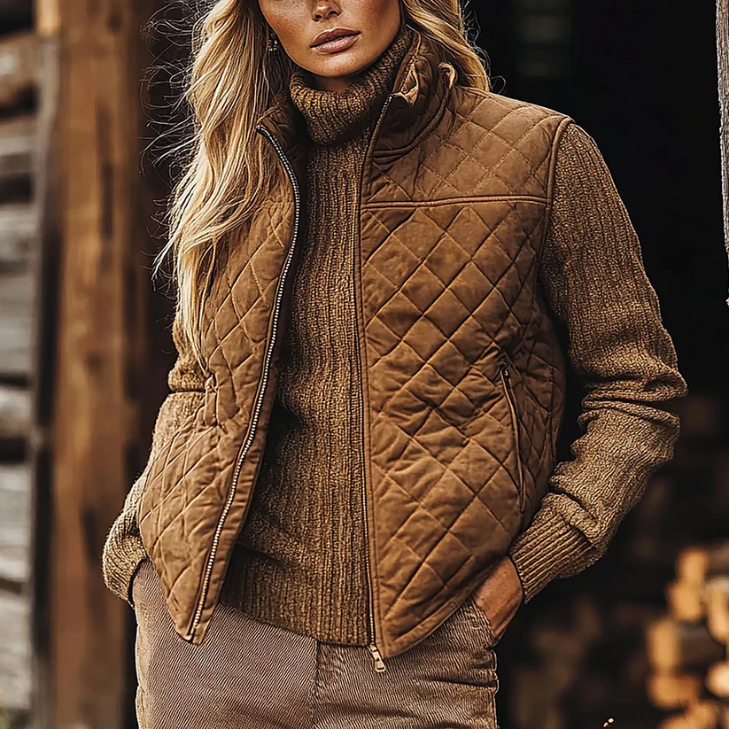 Retro Western Ethnic Cowboy Style Padded Vest Women's Stand Collar Sleeveless Jacket