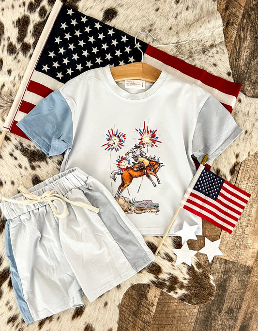 Cody Free 4th Of July Color Block Short Set