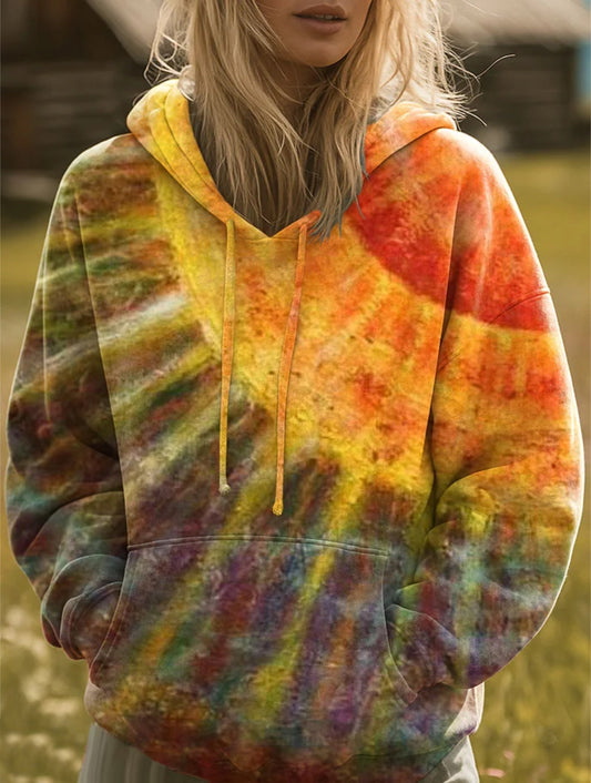 Sun Pattern Art Print Casual Hoodie
