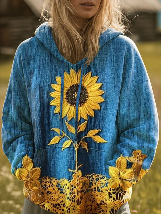 Sunflower Pattern Art Print Casual Hoodie