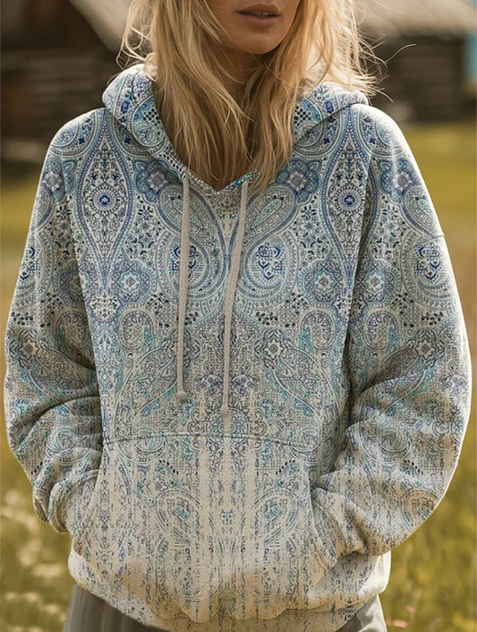 Women's Gradient Paisley Art Print Casual Hoodie Sweatshirt