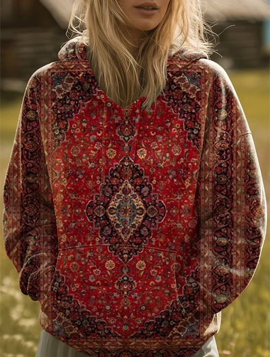 Retro Ethnic Pattern Art Print Casual Hoodie