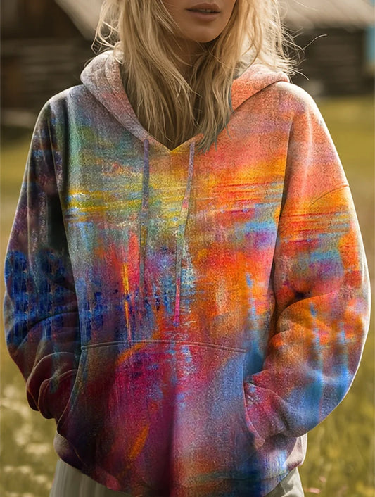 Colorful Tie-Dye Pattern Art Print Casual Hoodie