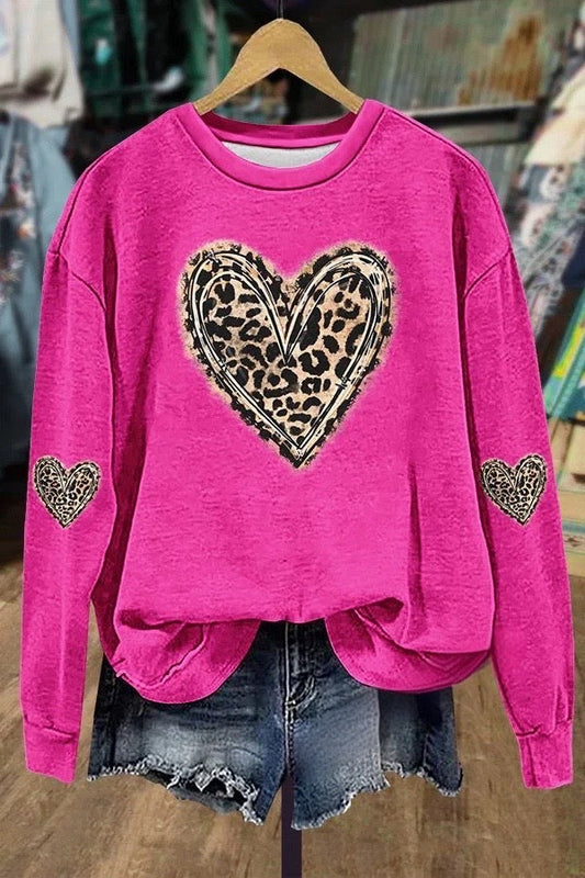Leopard Heart Print Sweatshirt
