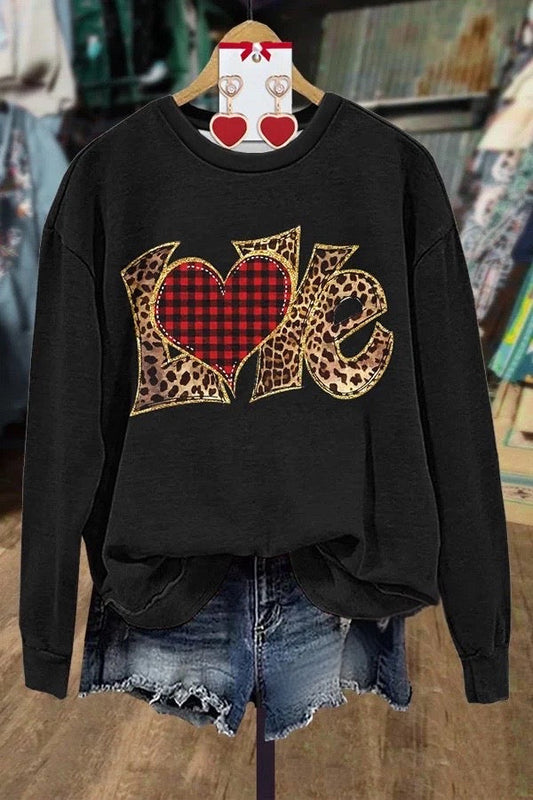 Leopard Love Print Long Sleeve Sweatshirt