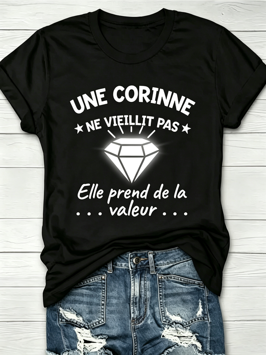 Diamond Graphic Text Print Crew Neck T-Shirt