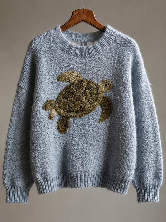 Light Blue Sea Turtle Knit Sweater