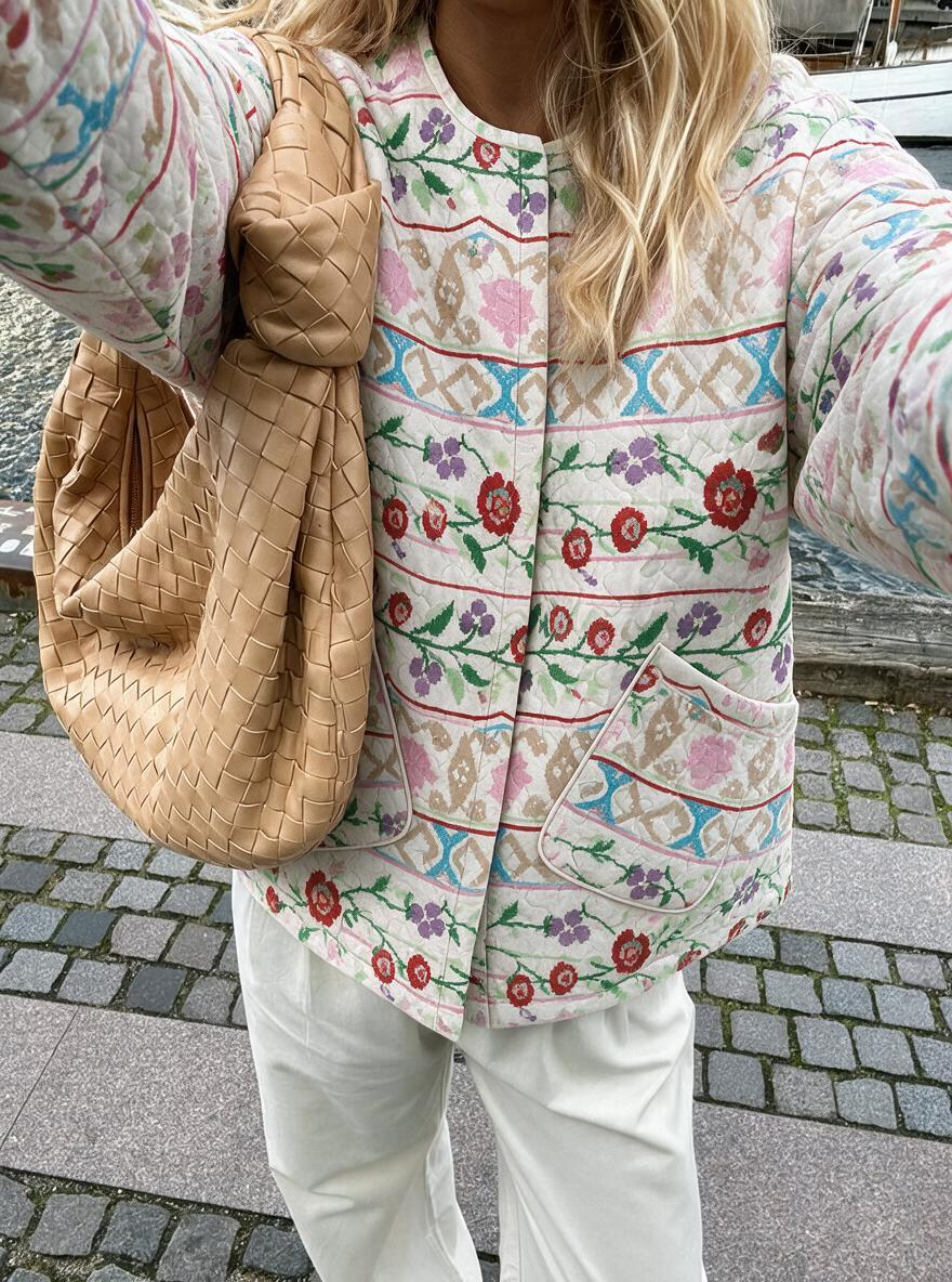 Floral Stripe Quilted Jacket