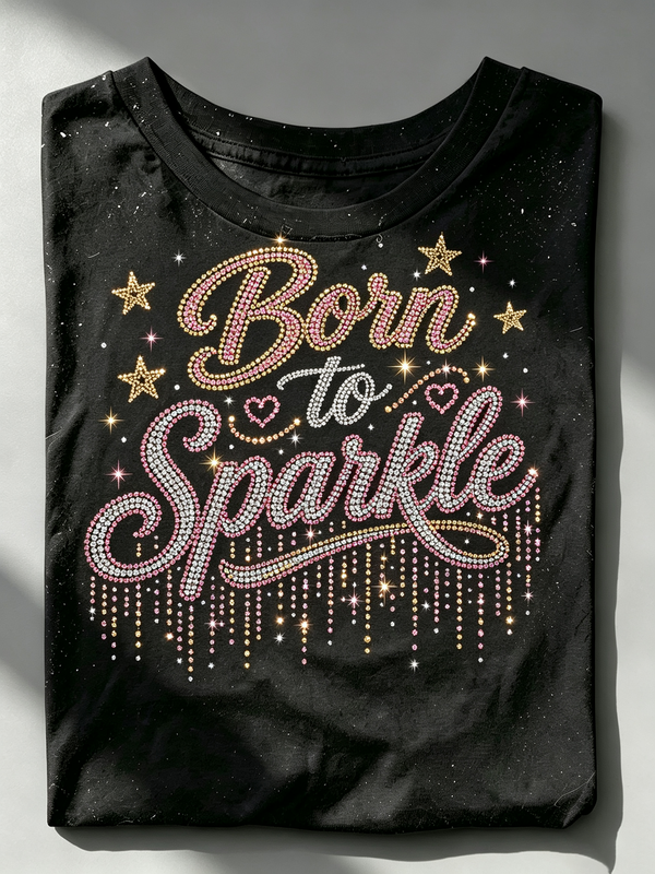 Black Born To Sparkle Rhinestone T-Shirt