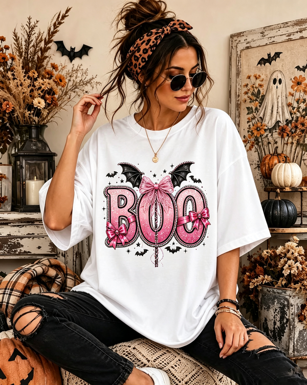 White Boo Halloween Oversized T-Shirt