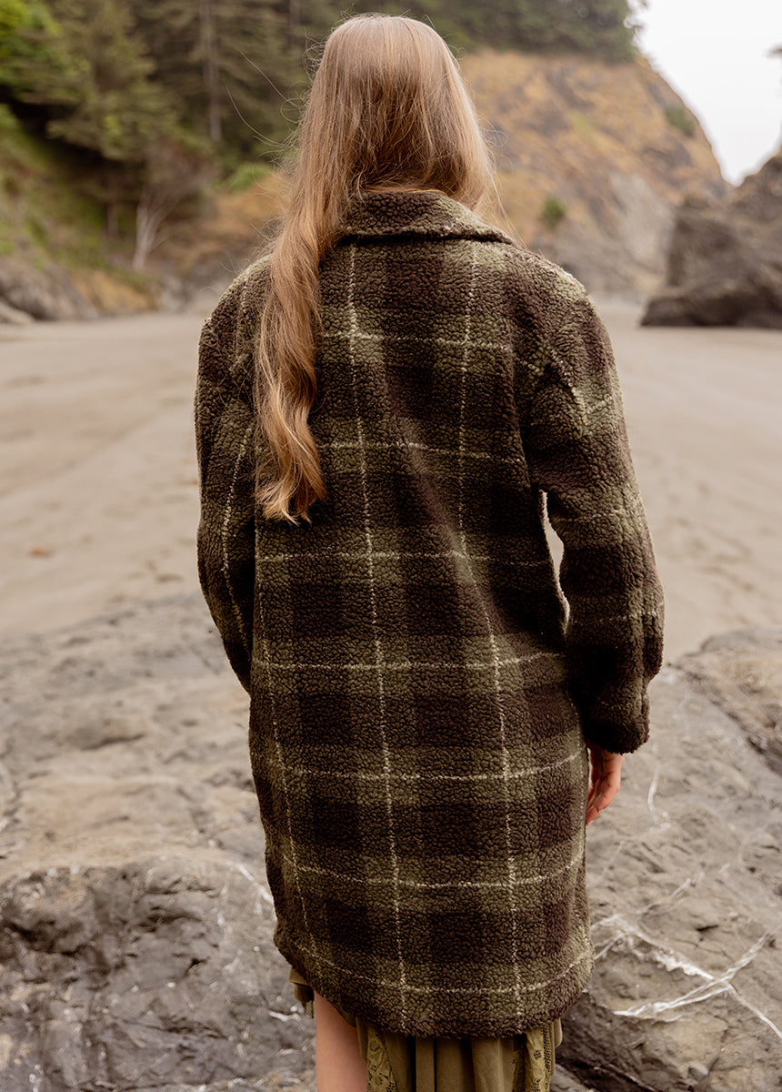 Gertie Coat in Olive Plaid