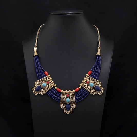 Boho Vintage Ethnic Multi-Layer Tassel Necklace | Niche Design Exotic Style Jewelry