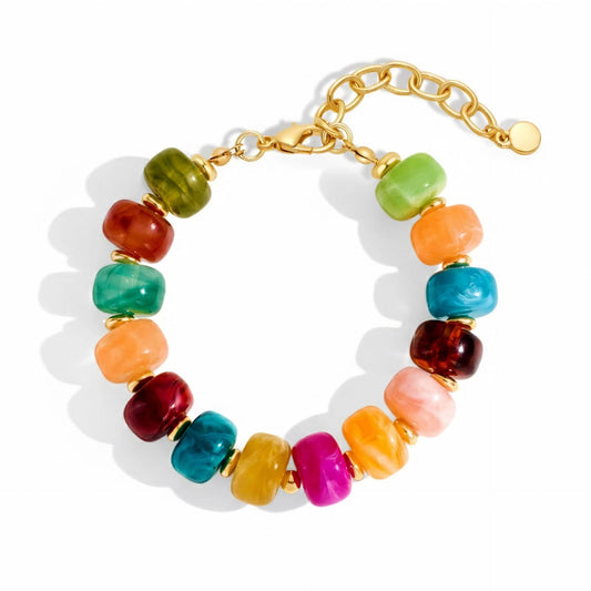 Vintage Resin Barrel Beaded Bracelet | Luxury Niche Design Versatile Jewelry