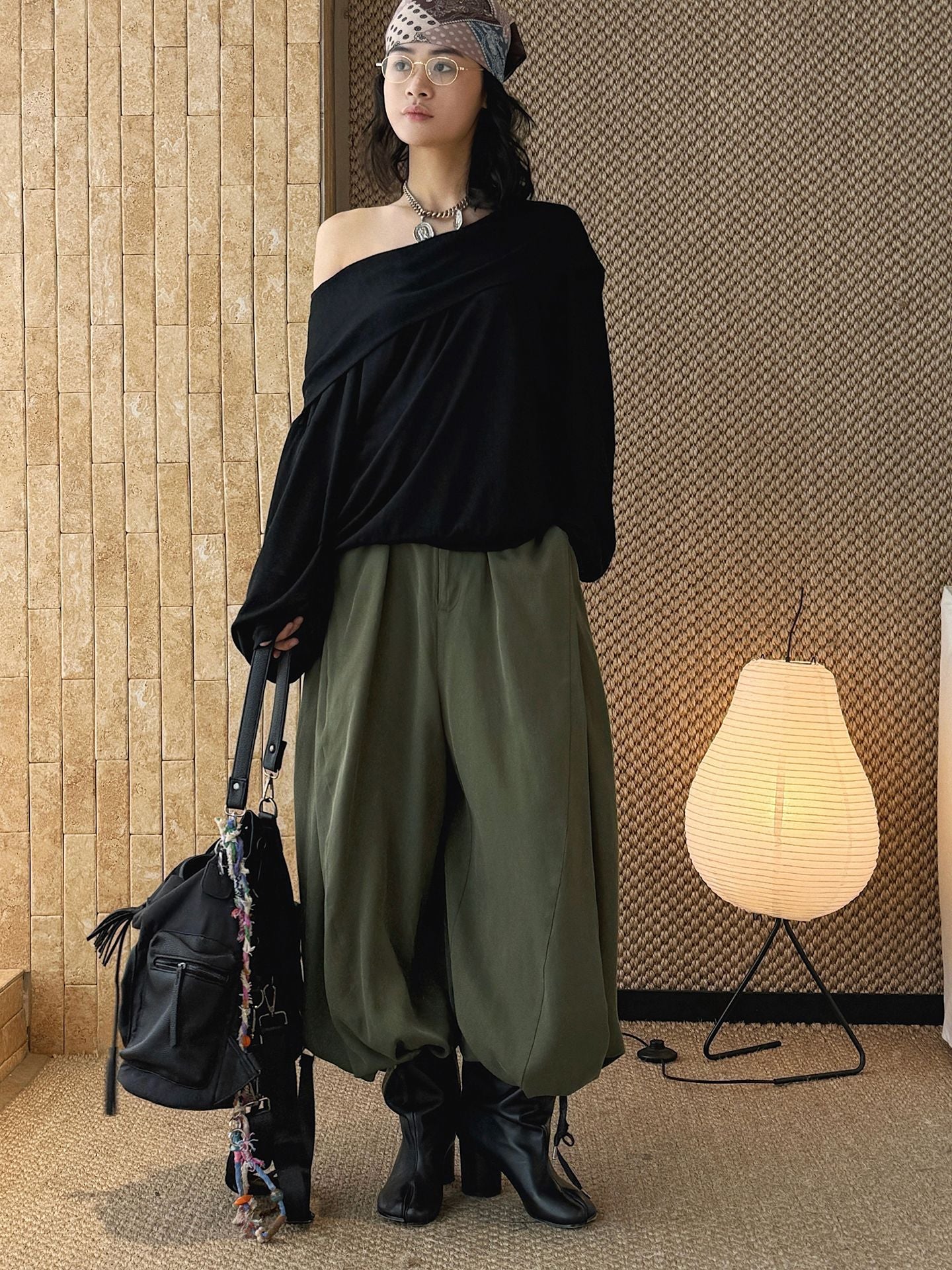 Boho Irregular Design Belted Baggy Harem Pants | Vintage Relaxed Fit Drape Casual Trousers