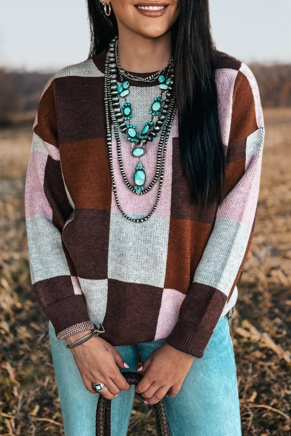 Checkered Print Sweater