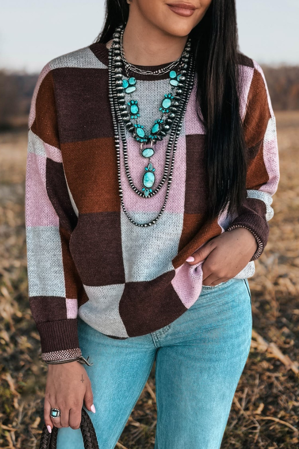 Checkered Print Sweater