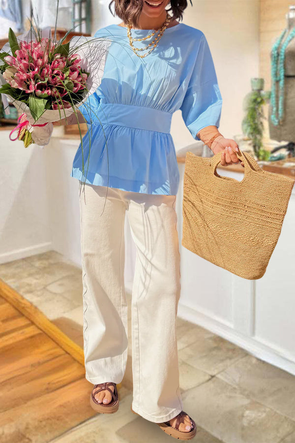 French Style Backless Bow Blouse