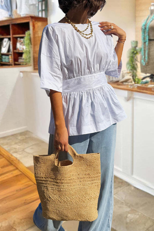 French Style Backless Bow Blouse