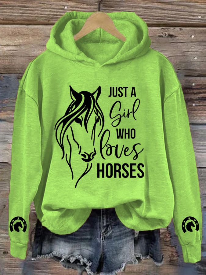 🐴Women's Just A Girl Who Loves Horses Print Hooded Sweatshirt