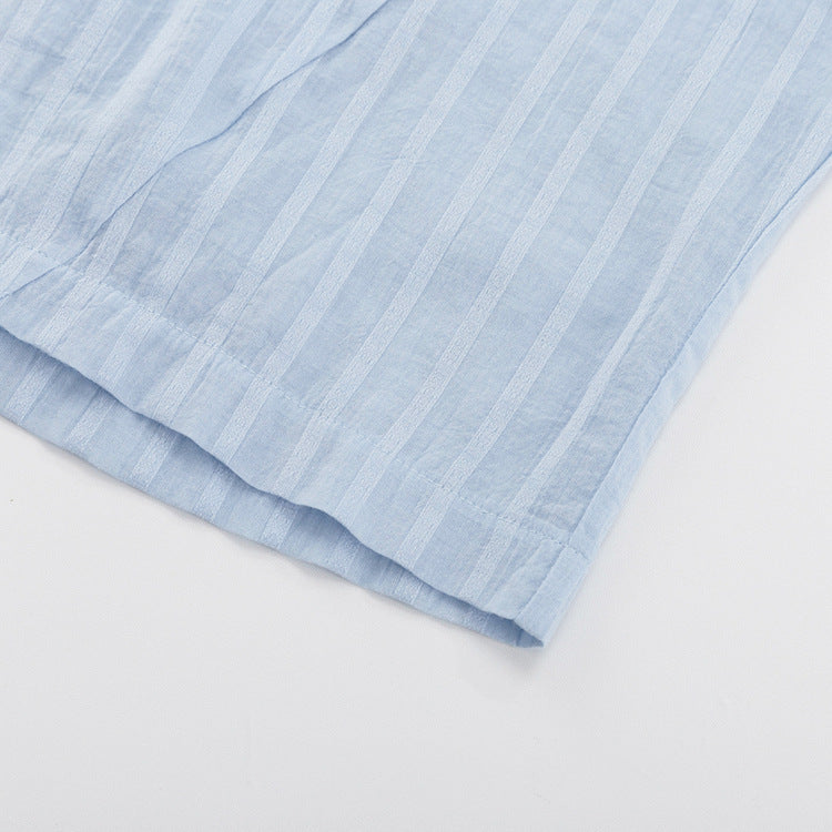 Cardigan Shorts Striped Suit Two-Piece Set