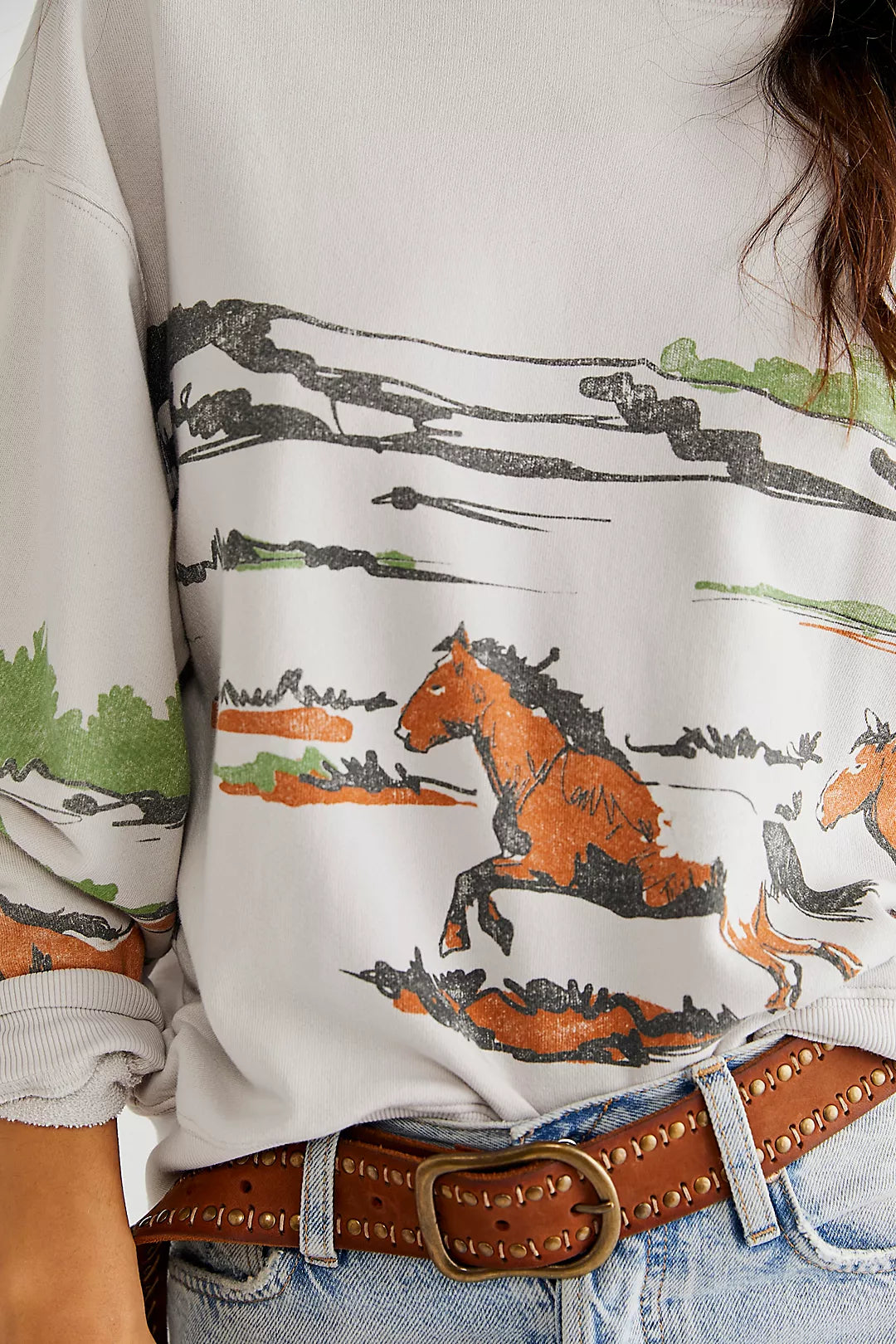 Running Horses Oversized Crewneck