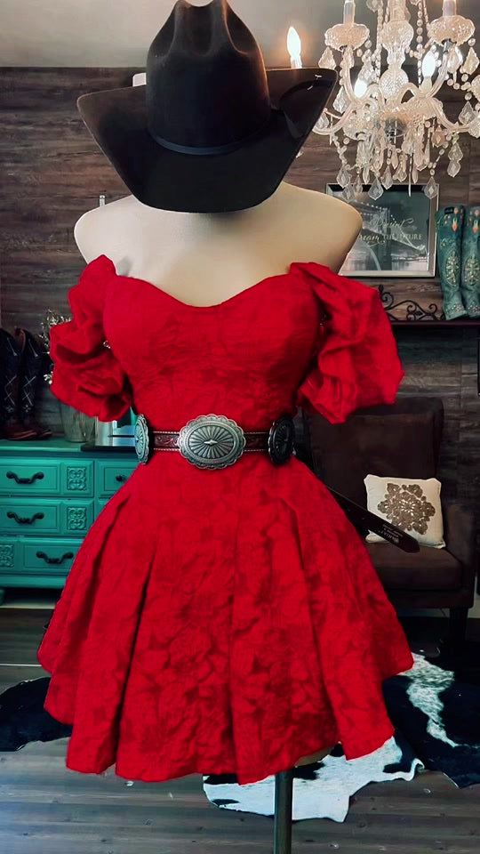 Western Off-Shoulder Mini Ruffle Dress