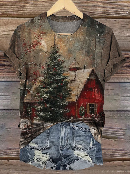 Vintage Christmas Art Prints Casual T-shirt