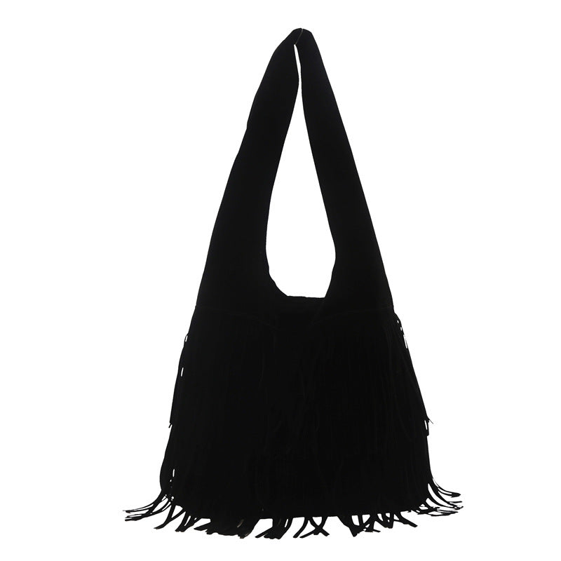 Vintage Suede Tote Bag Large Capacity Underarm Bag