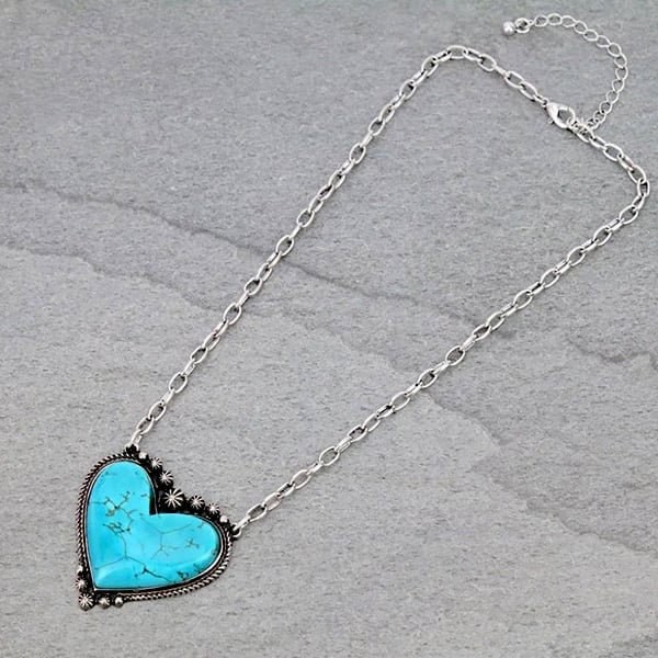 ?New Year Special 49% OFF-Boho Turquoise Heart Pendant Necklace