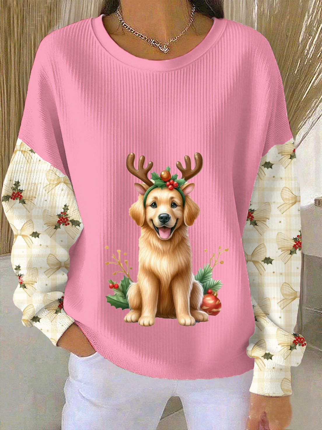 Women's Casual Christmas Dog Print Sweatshirt