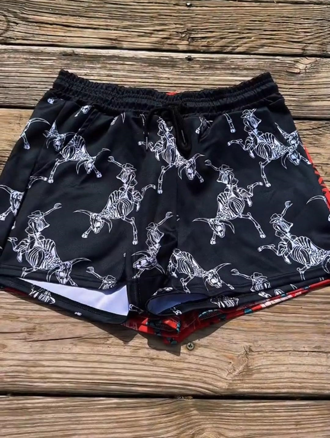 Western Pattern Retro Print Shorts