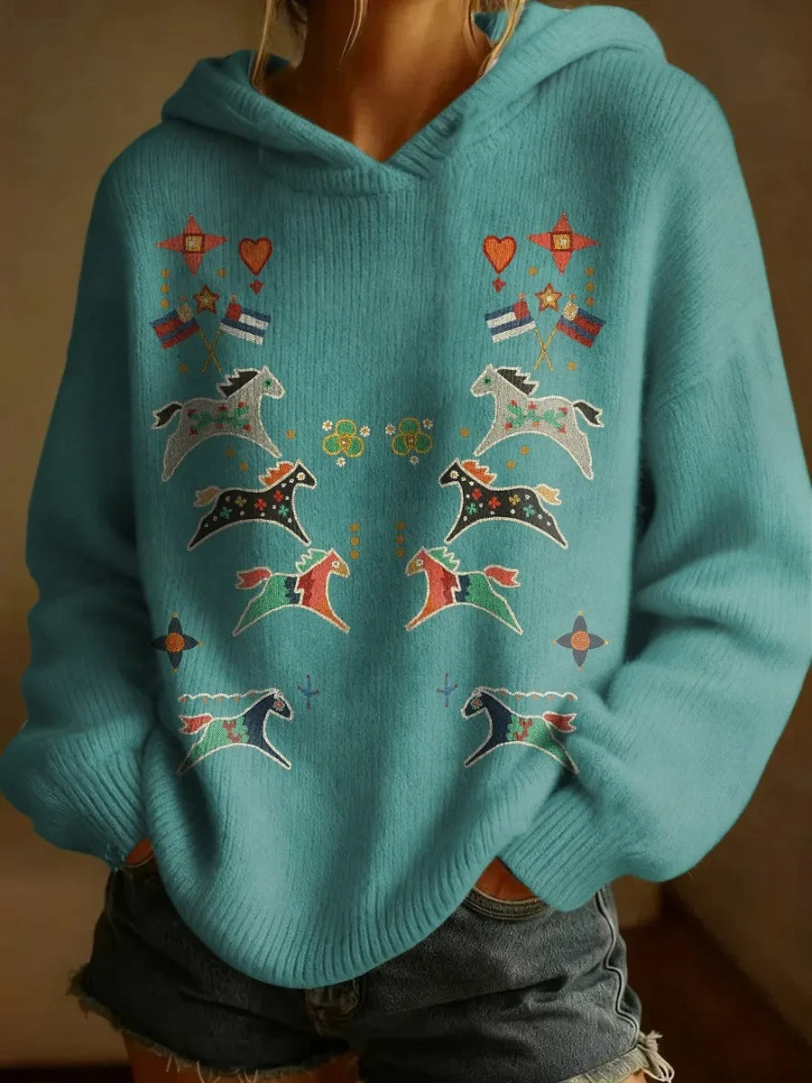 High Quality Vintage Print Casual Wool Coat