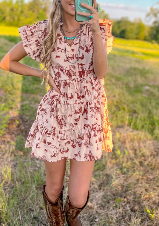 Cowboy Print Mini Dress