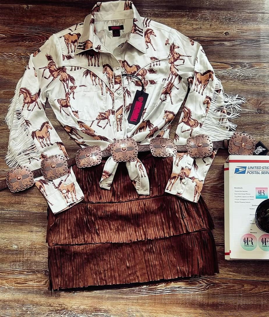 Western Rodeo Horse Printed Tassel Shirt