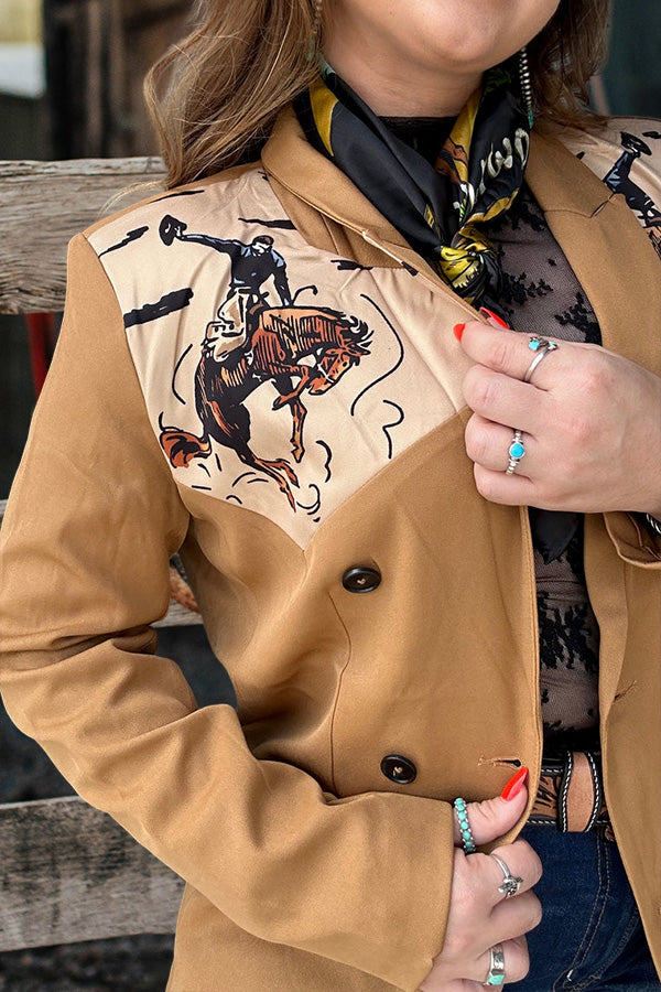 Vintage Western Horse Print Blazer