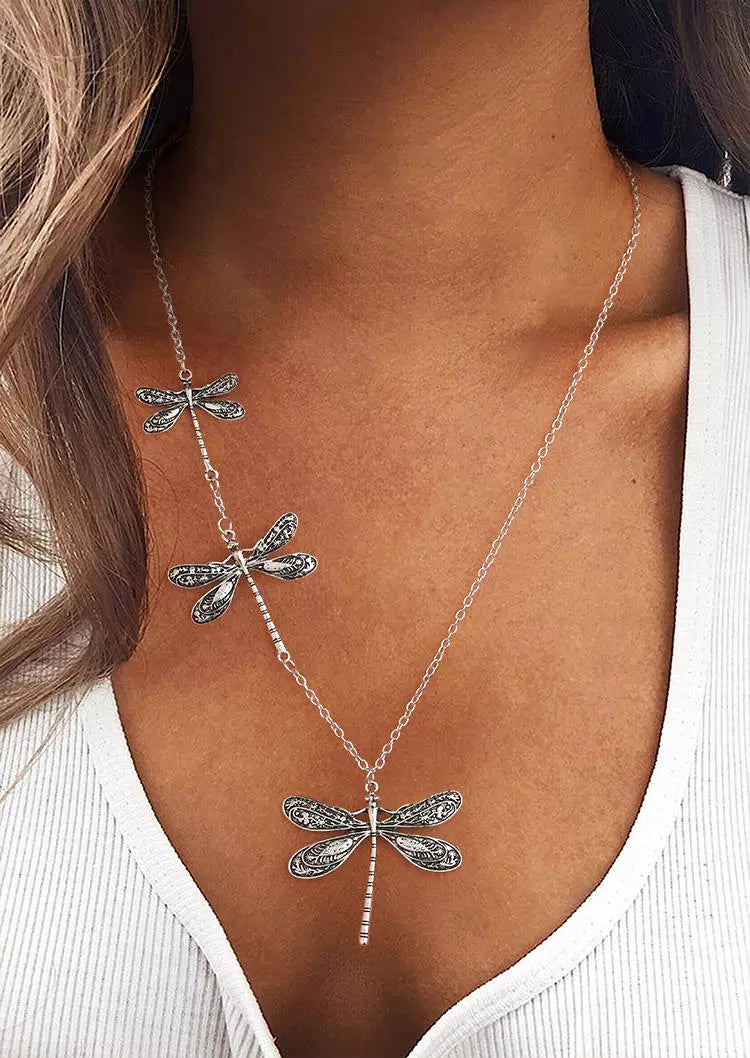 Dragonfly Asymmetric Alloy Necklace