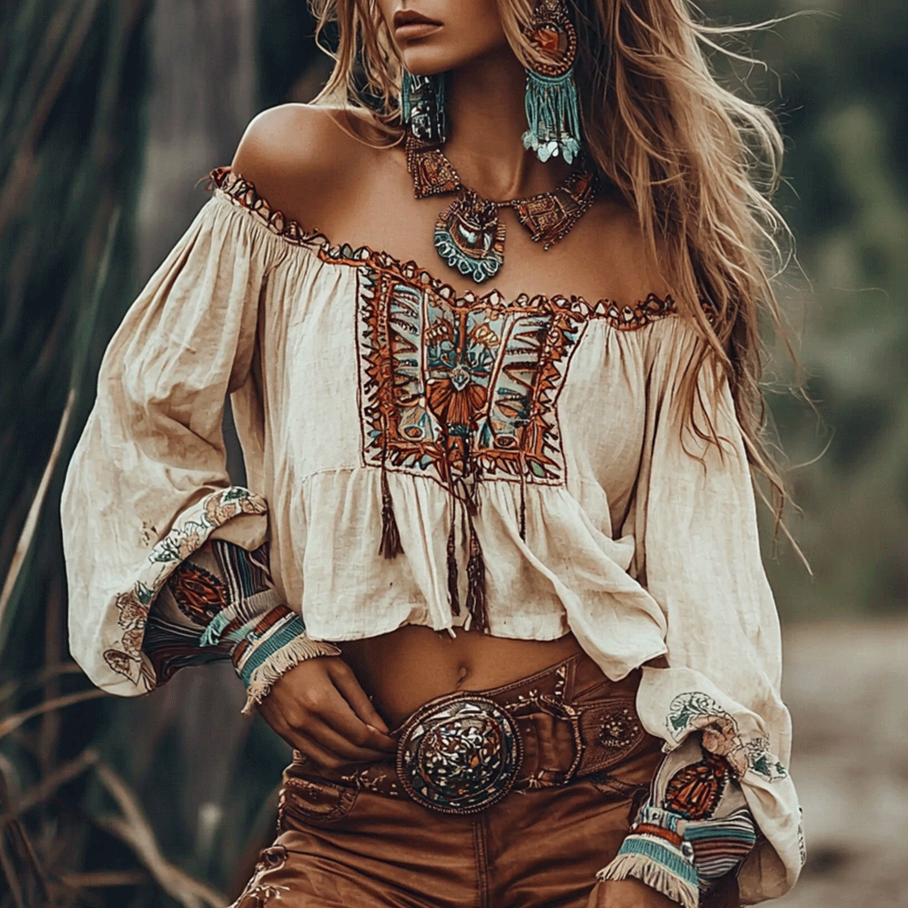 Women's Vintage Gypsy Off Shoulder Shirt