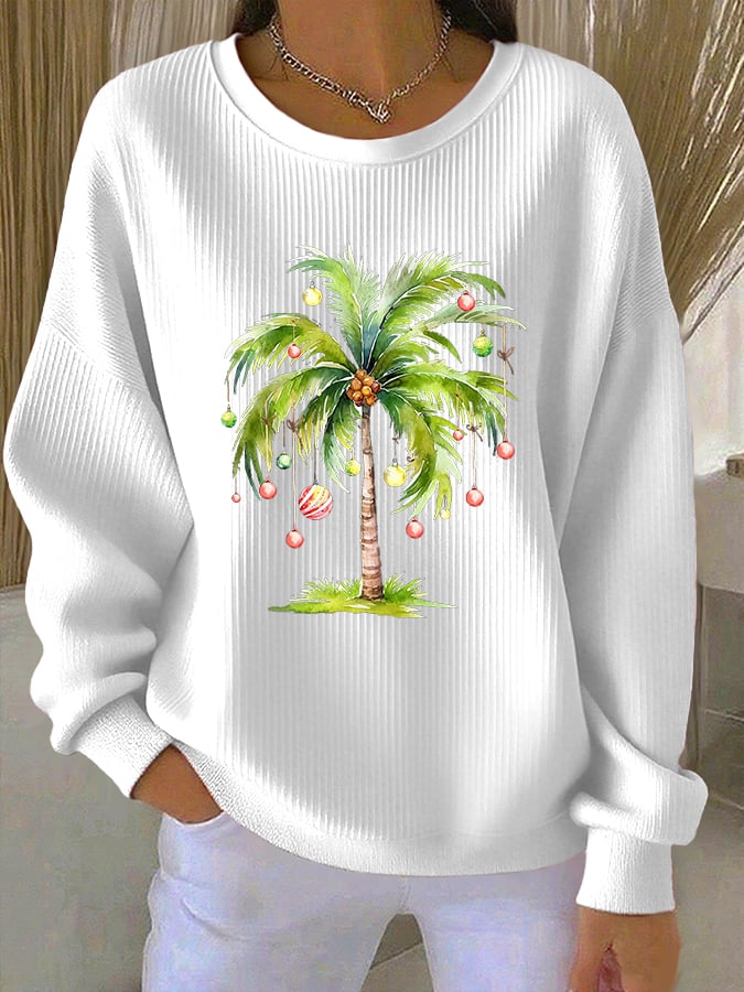 Women's Print Knit Crew Neck Long Sleeve Top