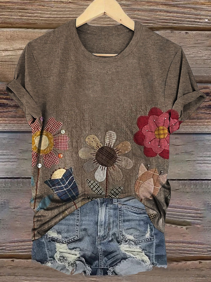Vintage Floral Print Casual Cotton Sweatshirt