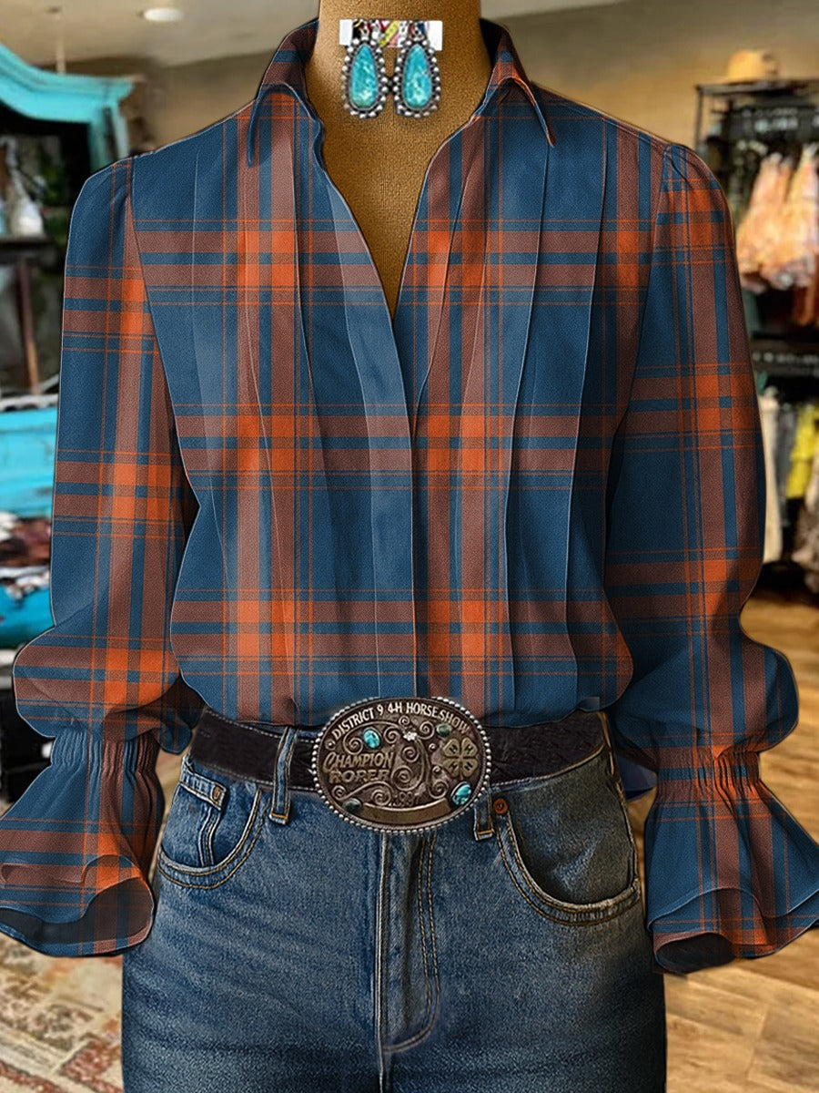 Women's Vintage Art Print Casual Cotton Shirt