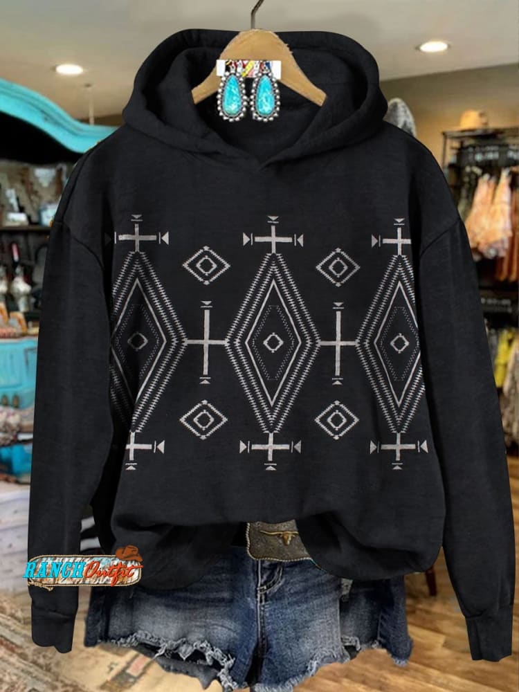 Vintage Print Casual Long Sleeve Zip Sweatshirt