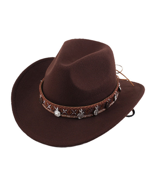 Metal Braided Rope Decoration Casual Western Cowboy Hat