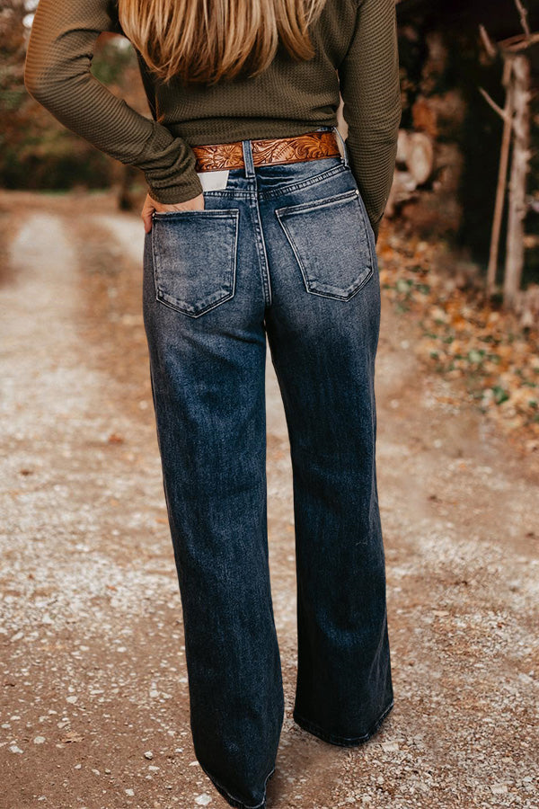 Vintage Washed Wide Leg Jeans