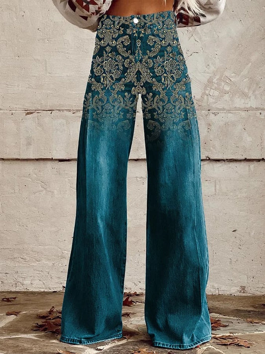 Women's Western Retro Print Casual Pants