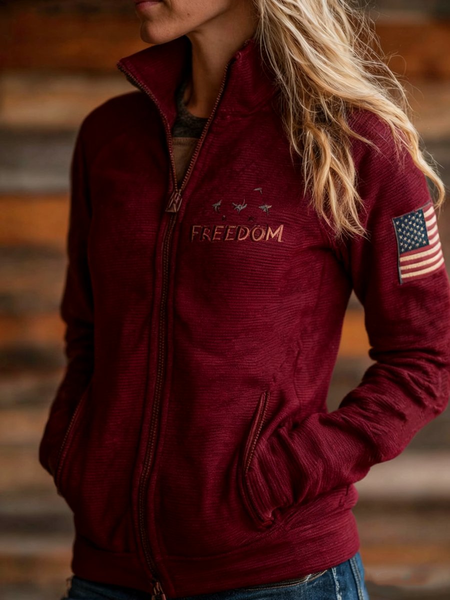 Women's Vintage FREEDOM Western Stand Collar Cardigan